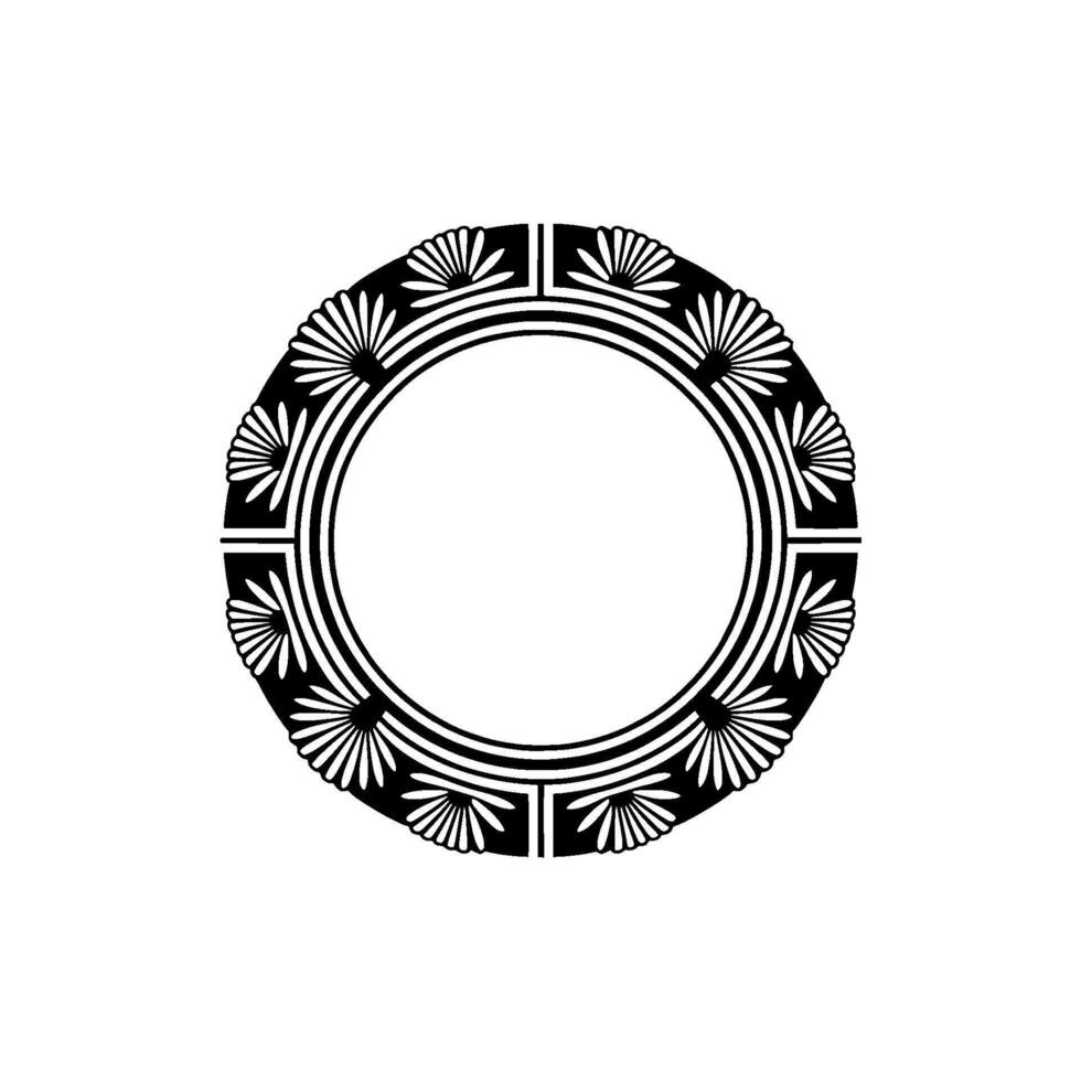 Elegant Black and White Floral Wreath Frame on White Background. vector