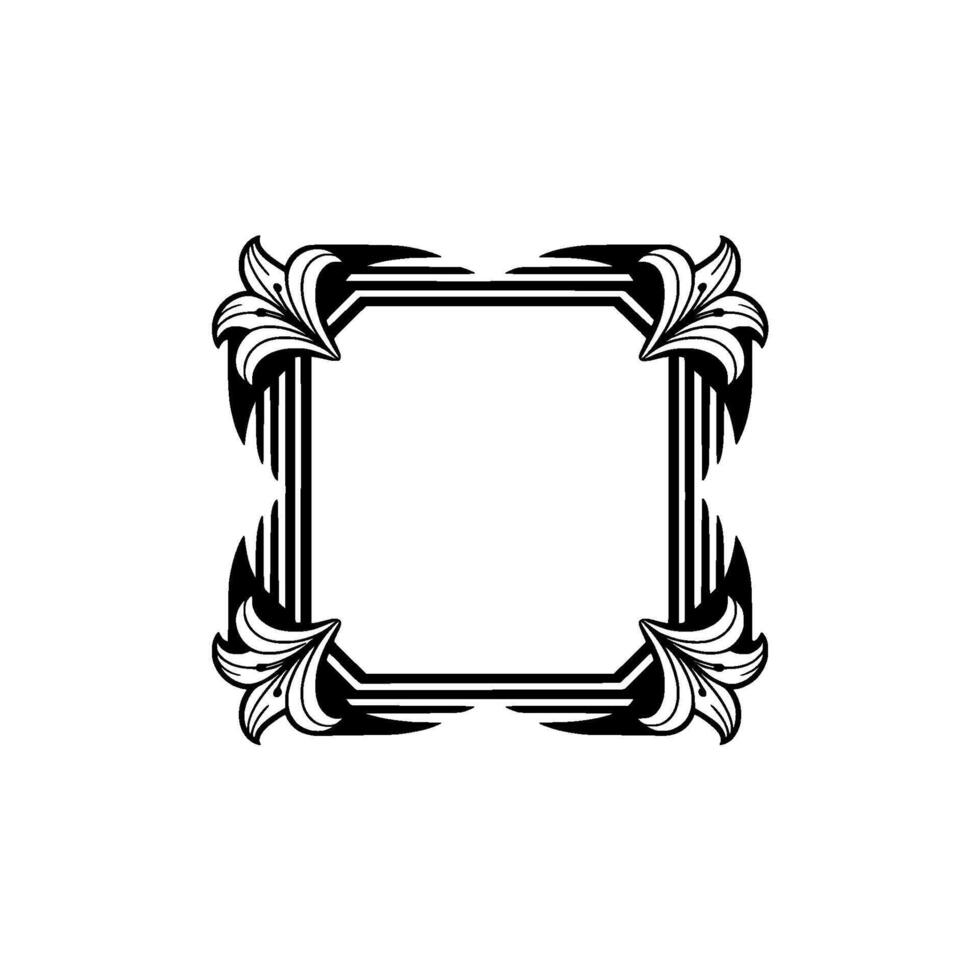 Elegant Art Deco Frame with Floral Accents. vector