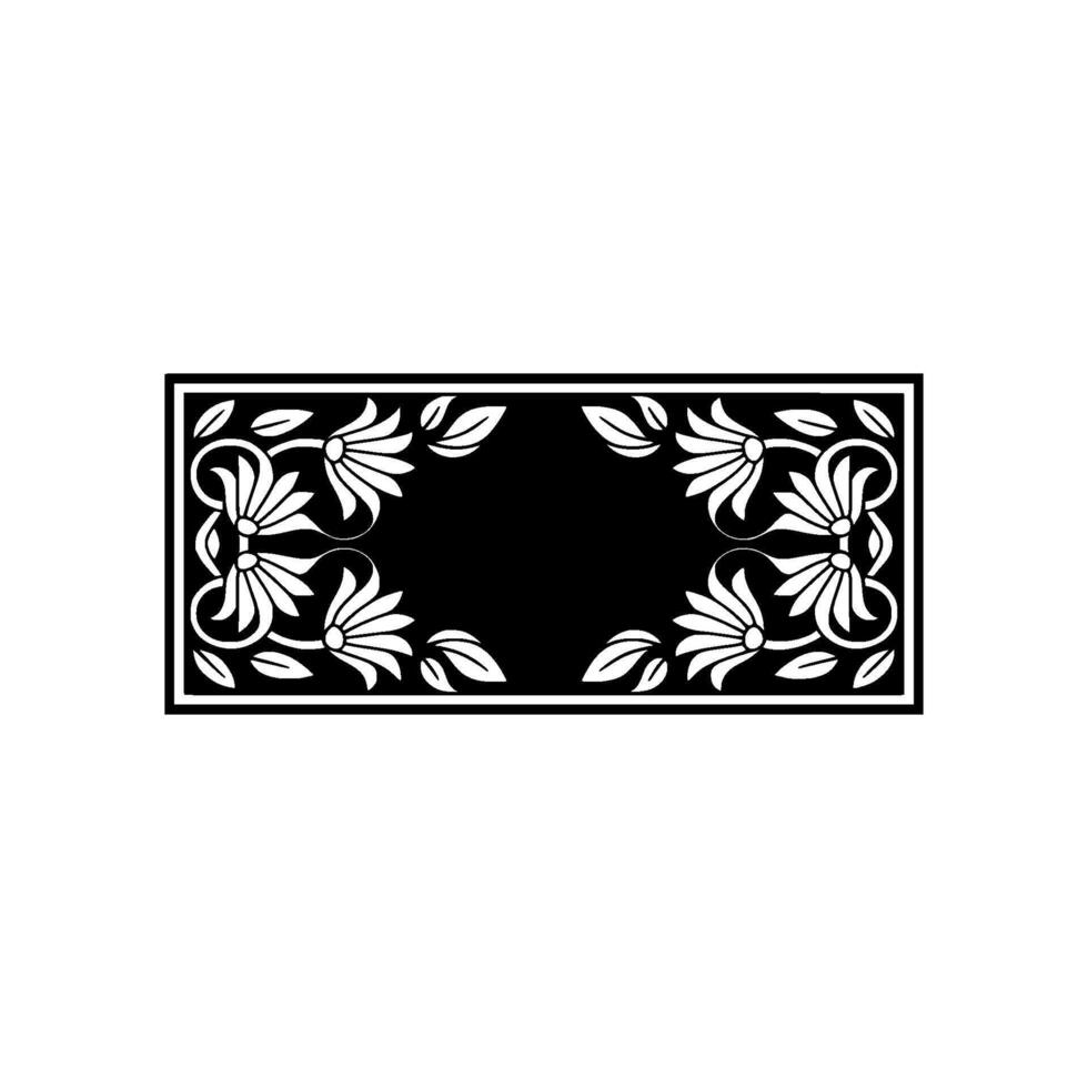 Elegant Floral Frame on White, Black and White. vector