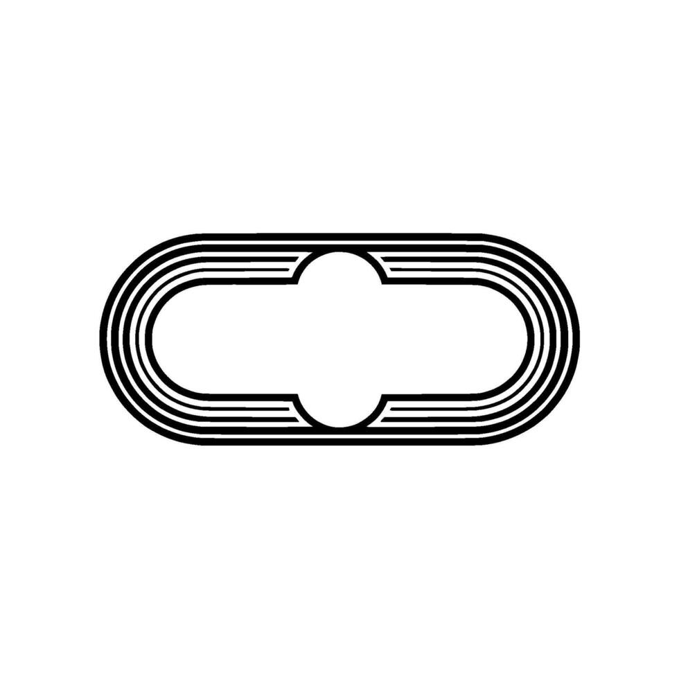 Minimalist Retro Oval Black Lines on White, Element. vector