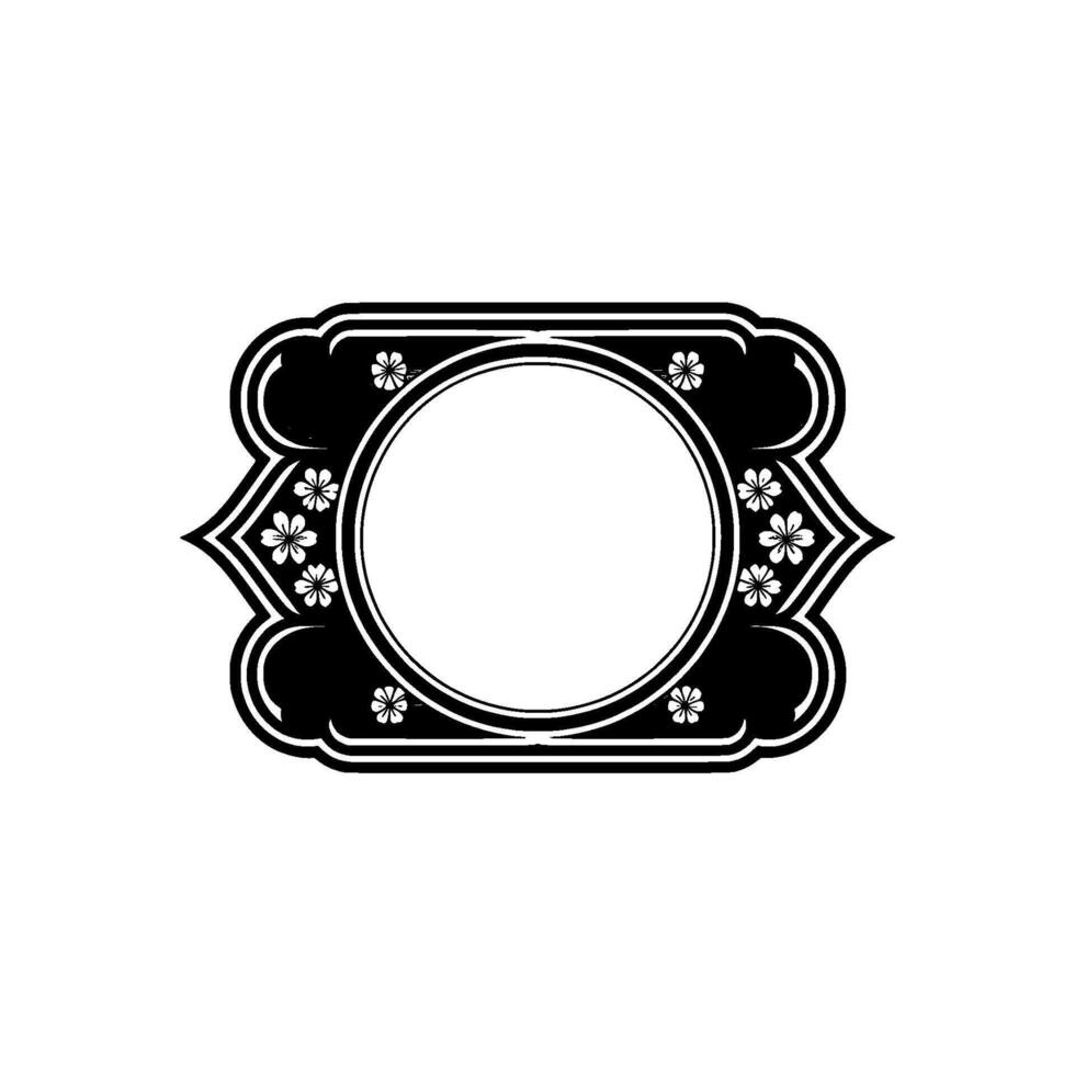 Ornate Circular Frame with Floral Details, Retro , Blank Space. vector