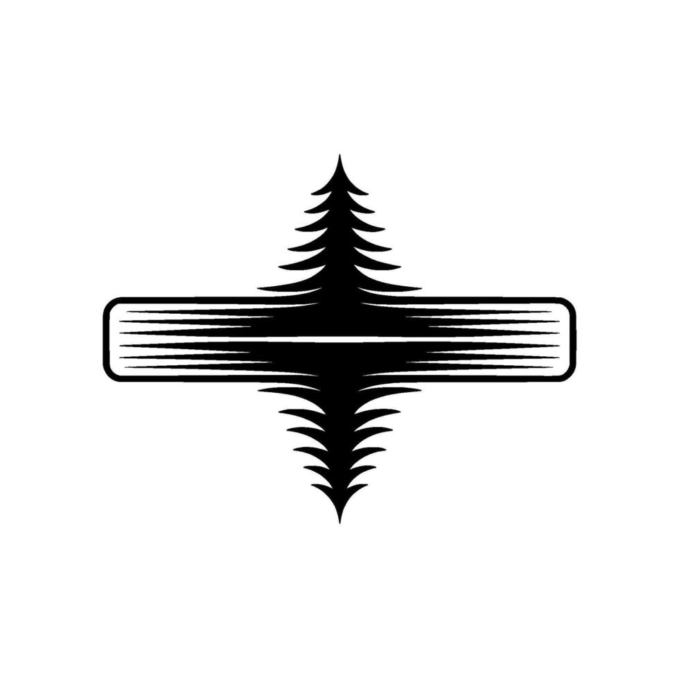 Minimalist Book Pine Tree Knowledge, Nature, Balance. vector