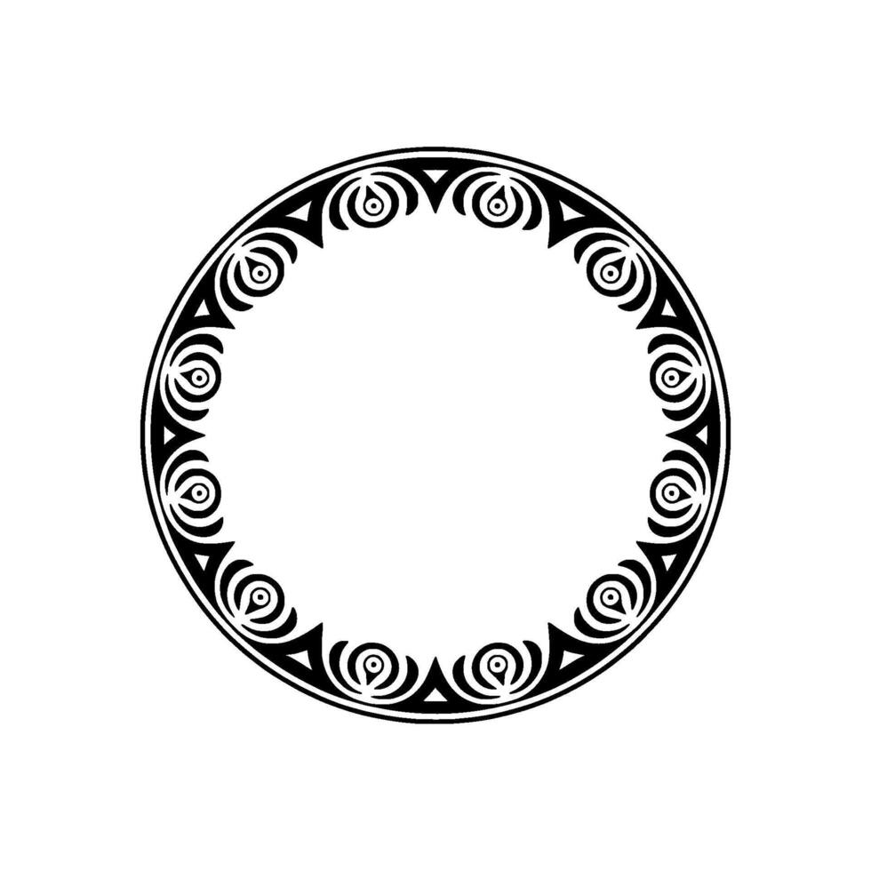 Geometric Circle Frame, Black and White Pattern. vector