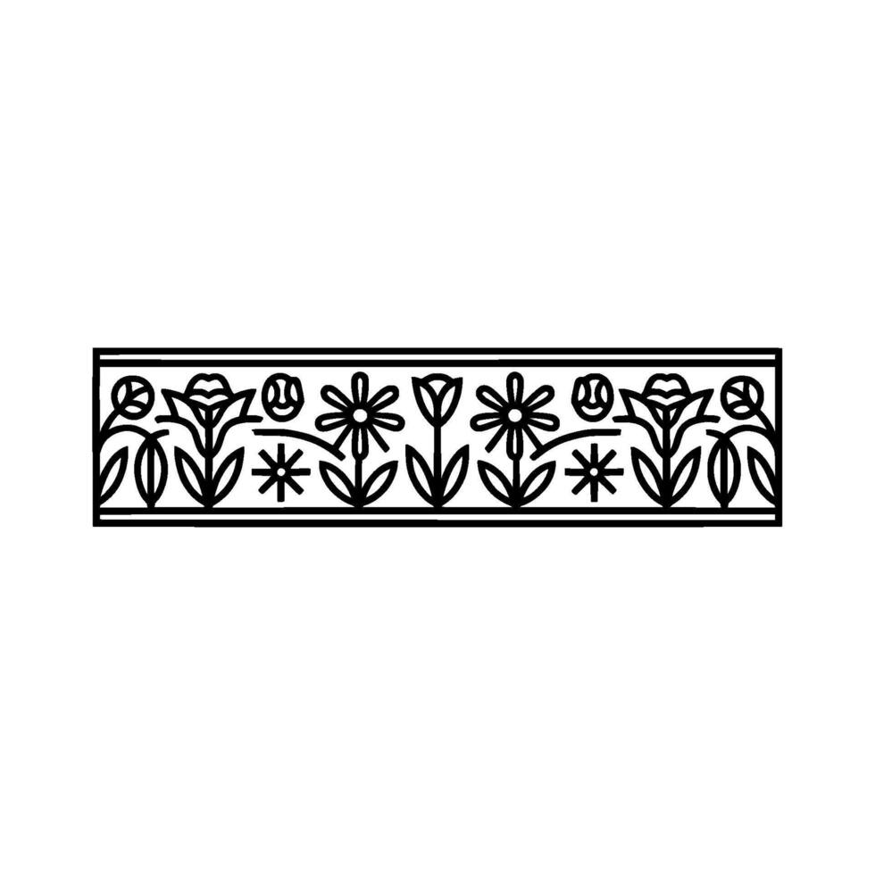 Minimalist Floral Border , Black Line Art, Decorative Element. vector