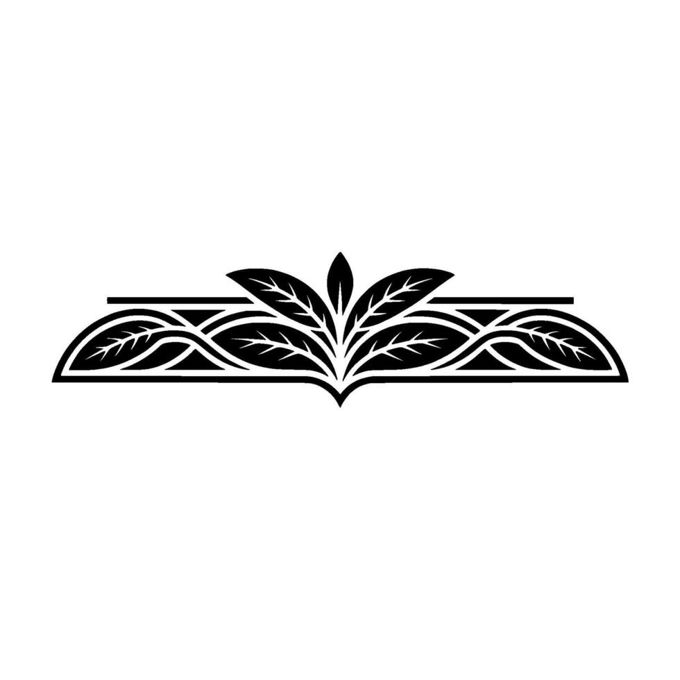 Elegant Botanical Ornament Black Leafy on White. vector