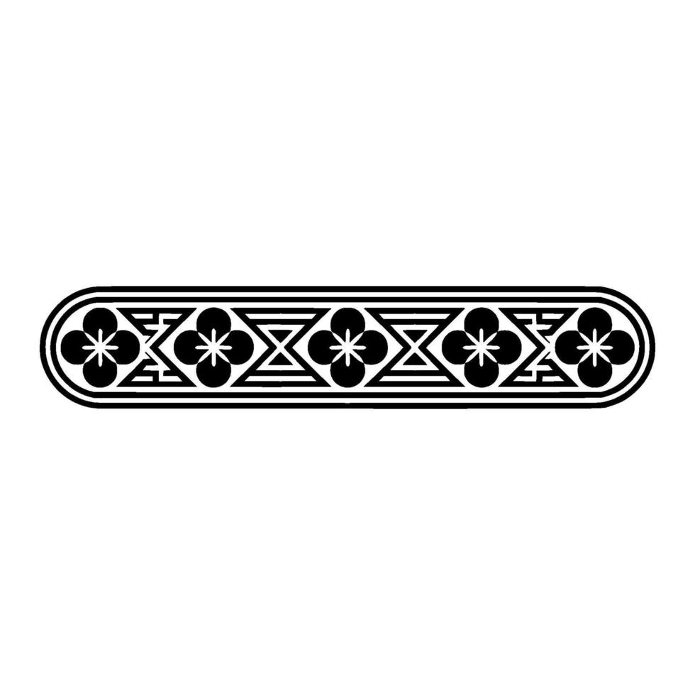 Geometric Floral Pattern Border - Black White. vector
