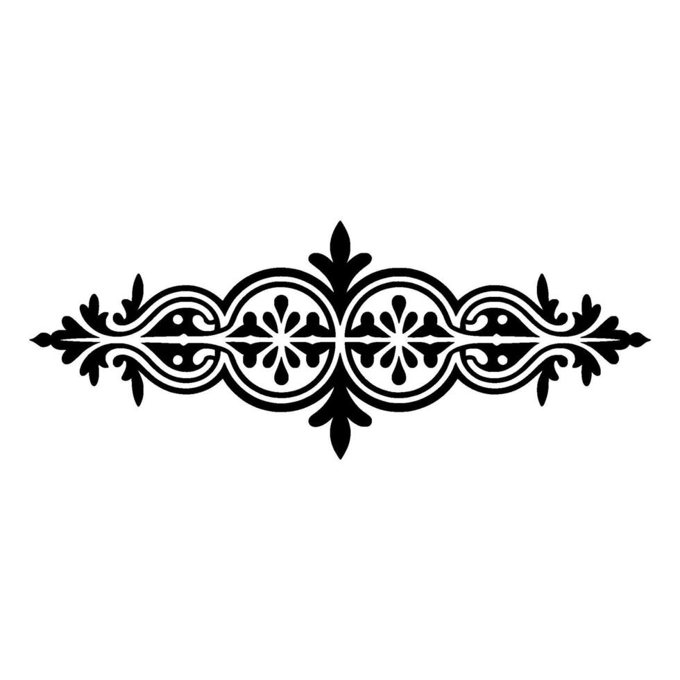 Black Ornamental Swirl Element on White, Decorative , Illustration. vector