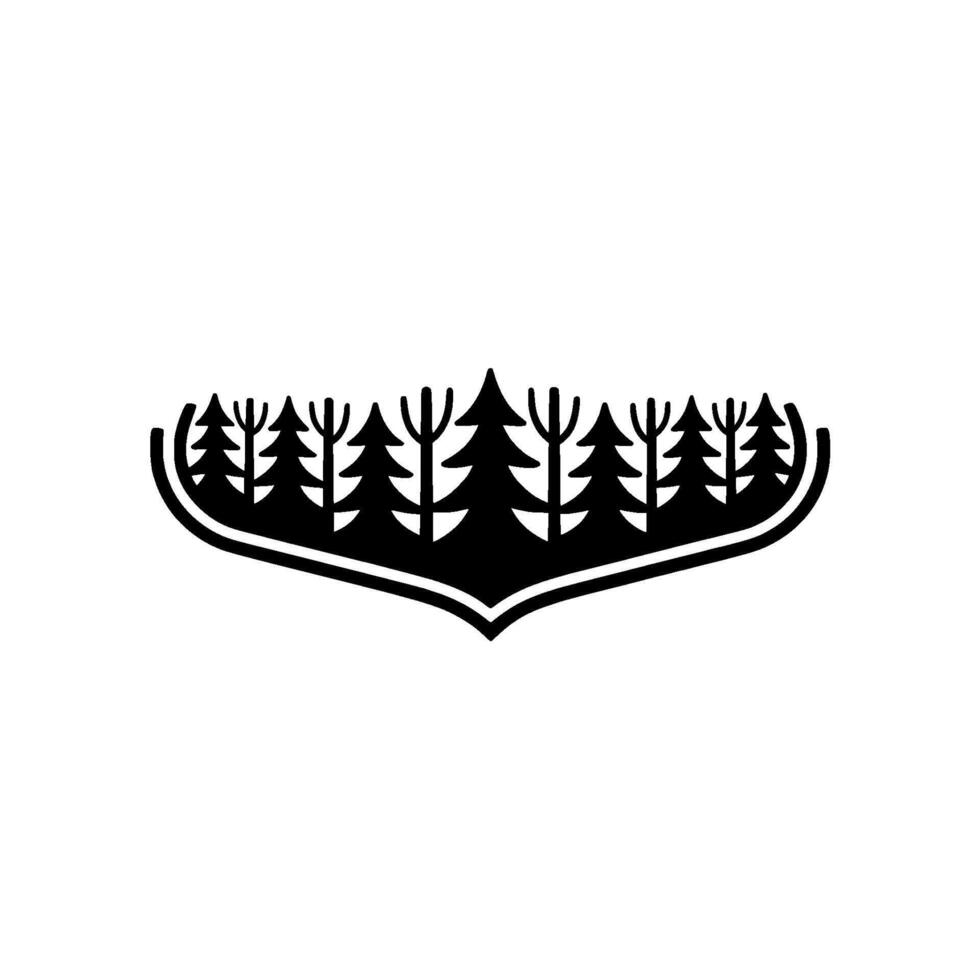 Minimalist Forest Crest Black Trees on White Background. vector