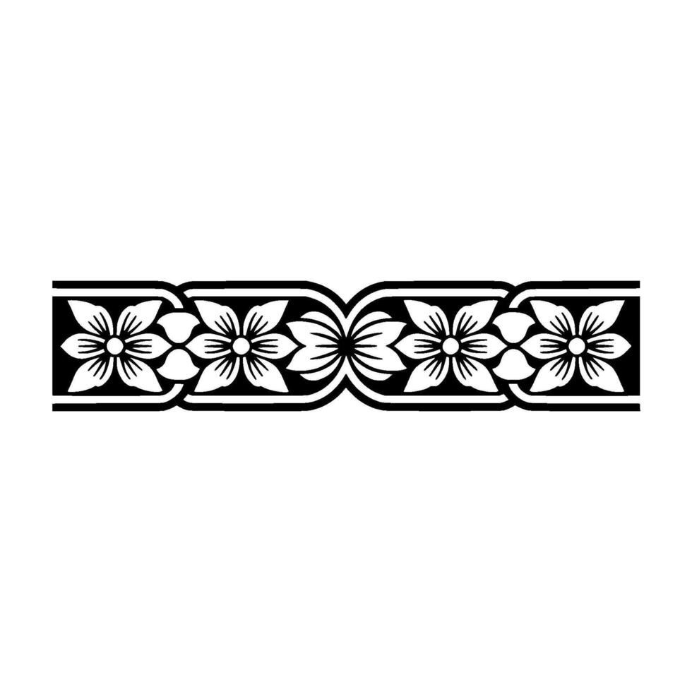 Floral Border Ornament - Black and White. vector