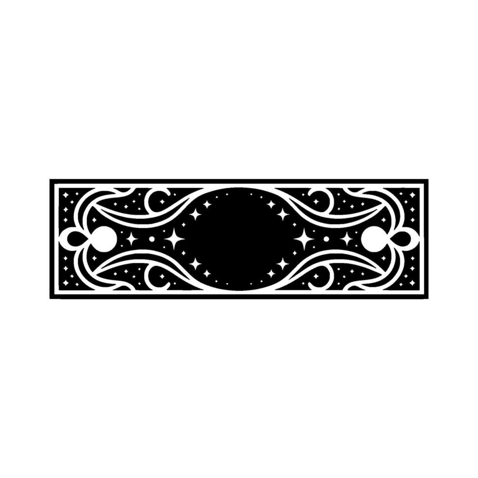 Black White Celestial Frame , Elegant Mysterious. vector