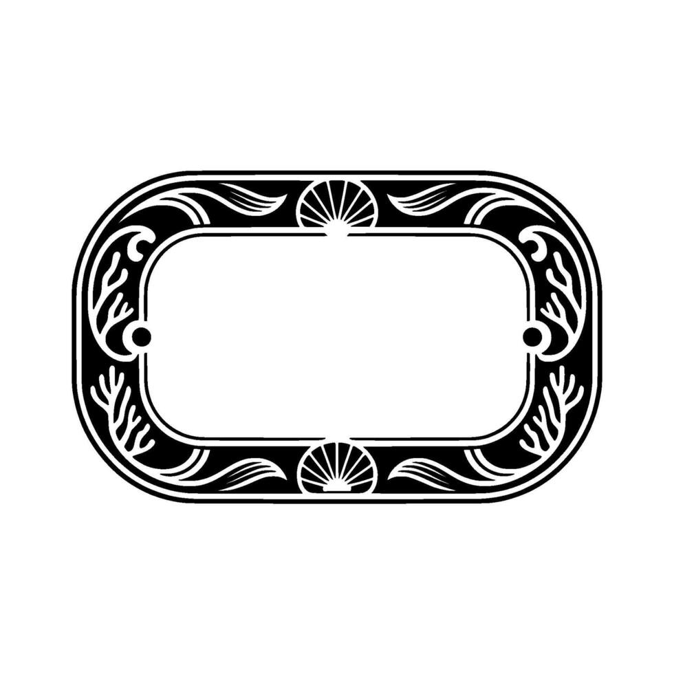 Elegant Art Deco Frame with Sea-Inspired Motifs. vector
