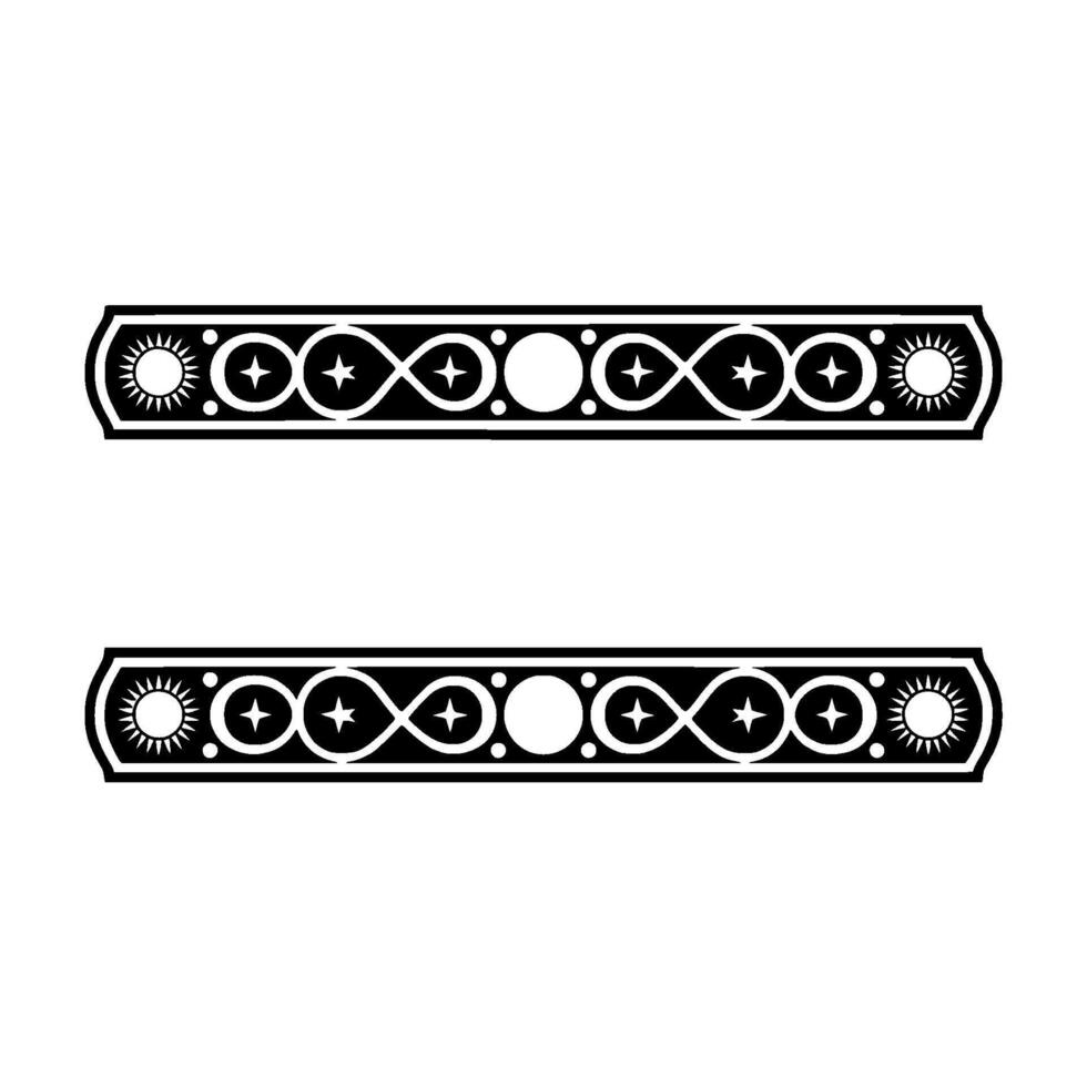 Geometric Celestial Border in Black White. vector