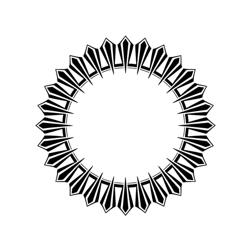 Geometric Black White Circular Ornament, Art Deco Style, Isolated on White. vector