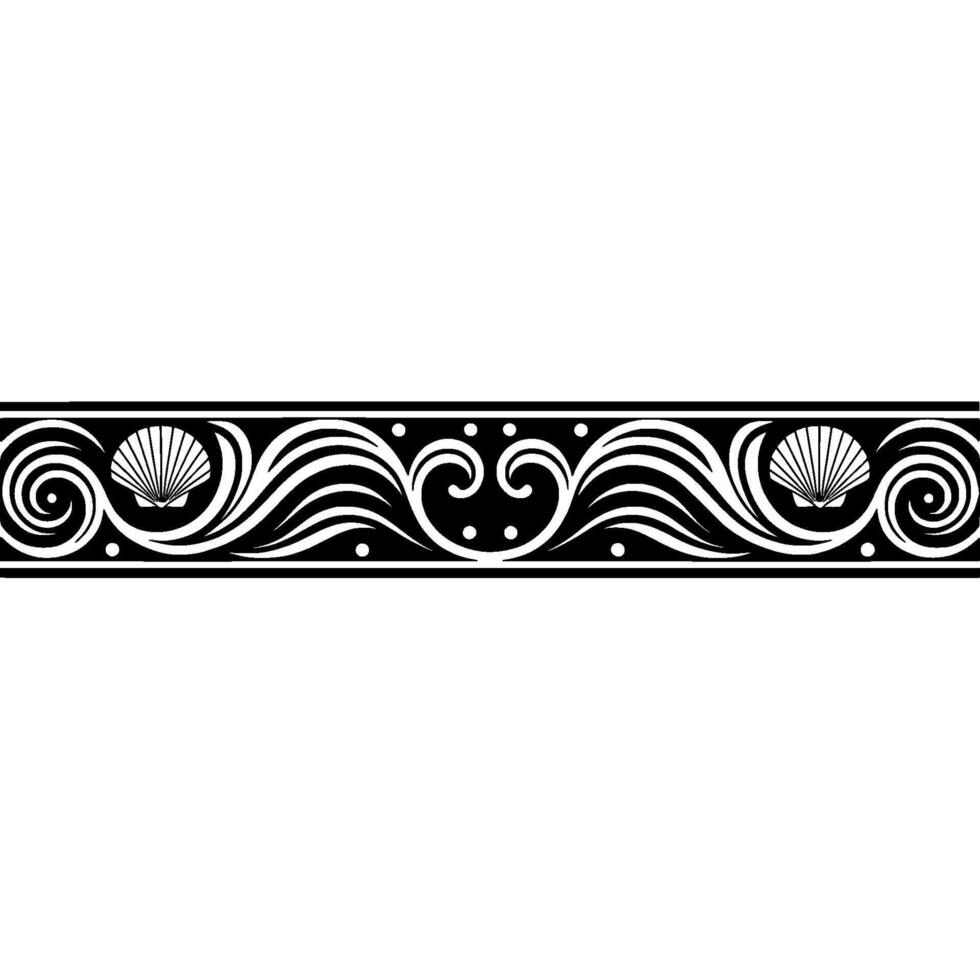 Elegant Black White Sea-Inspired Border for Decorative Use. vector