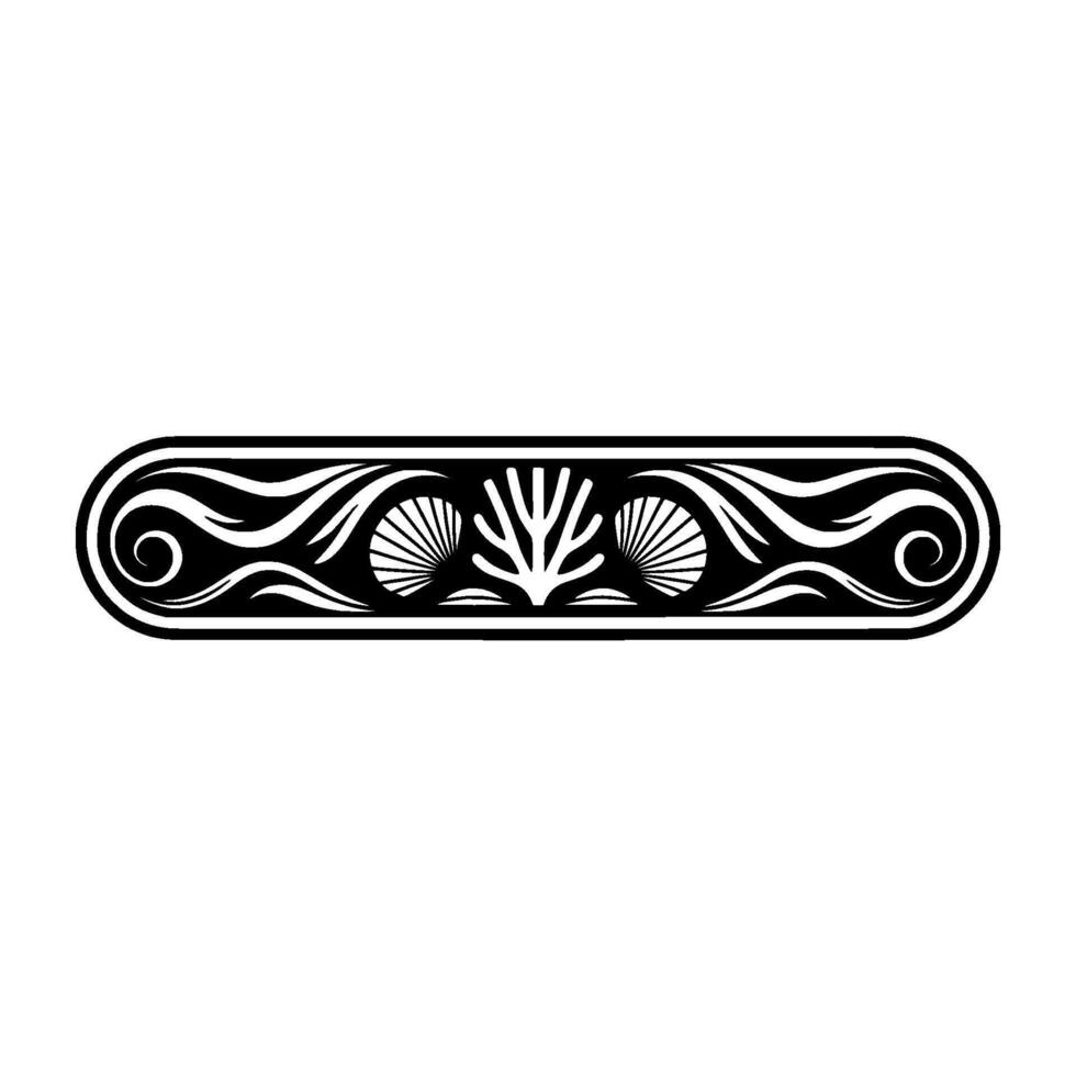 Elegant Marine Ornament Black White Scrollwork. vector