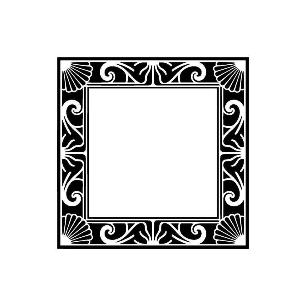 Art Deco Frame Elegant Black White , Decorative Border. vector