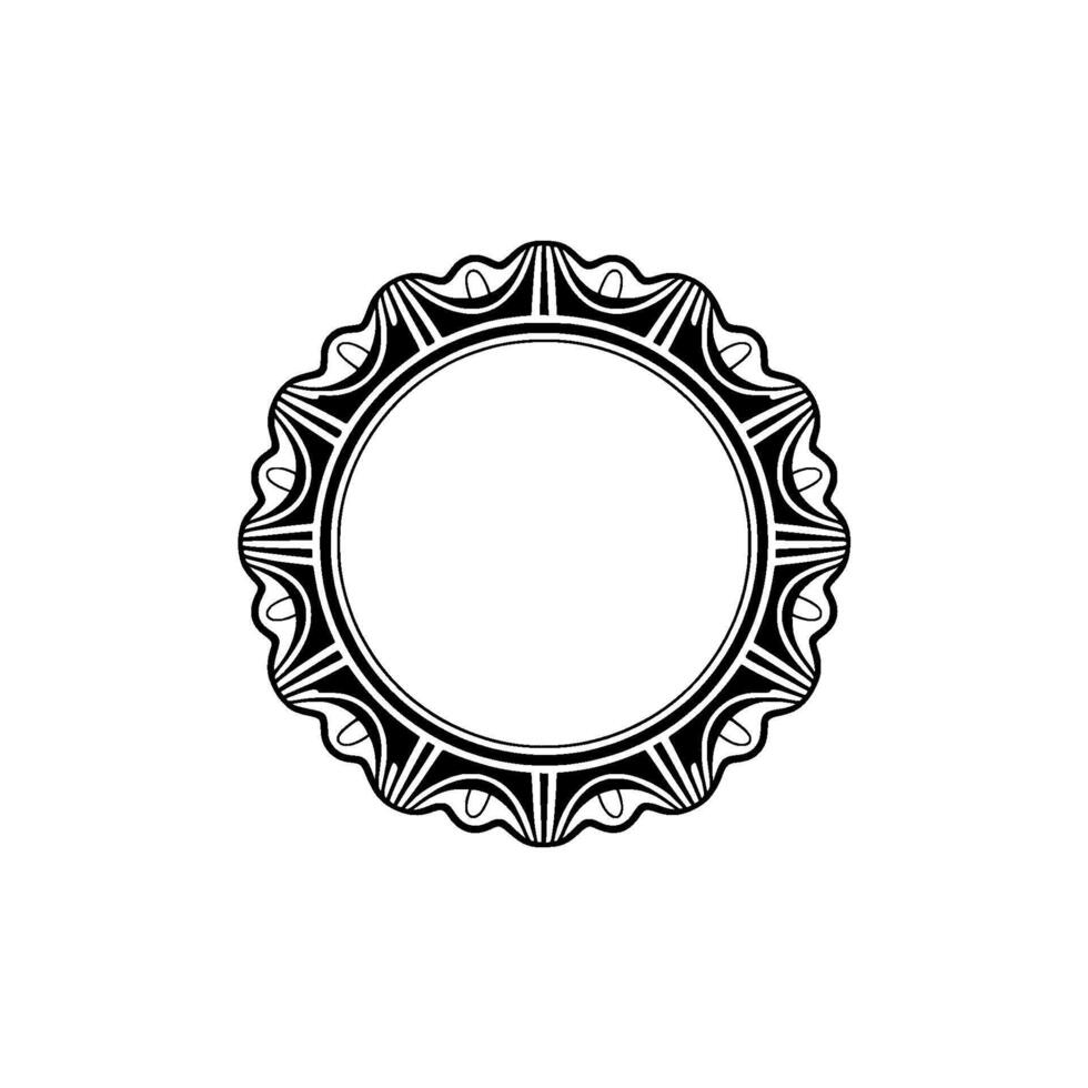 Elegant Black White Circular Frame on White Background. vector