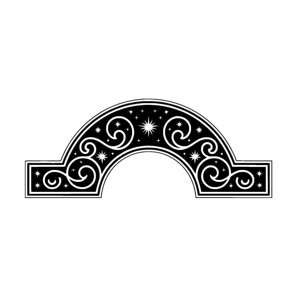 Celestial Archway Ornament - Starry Illustration, Decorative Element. vector