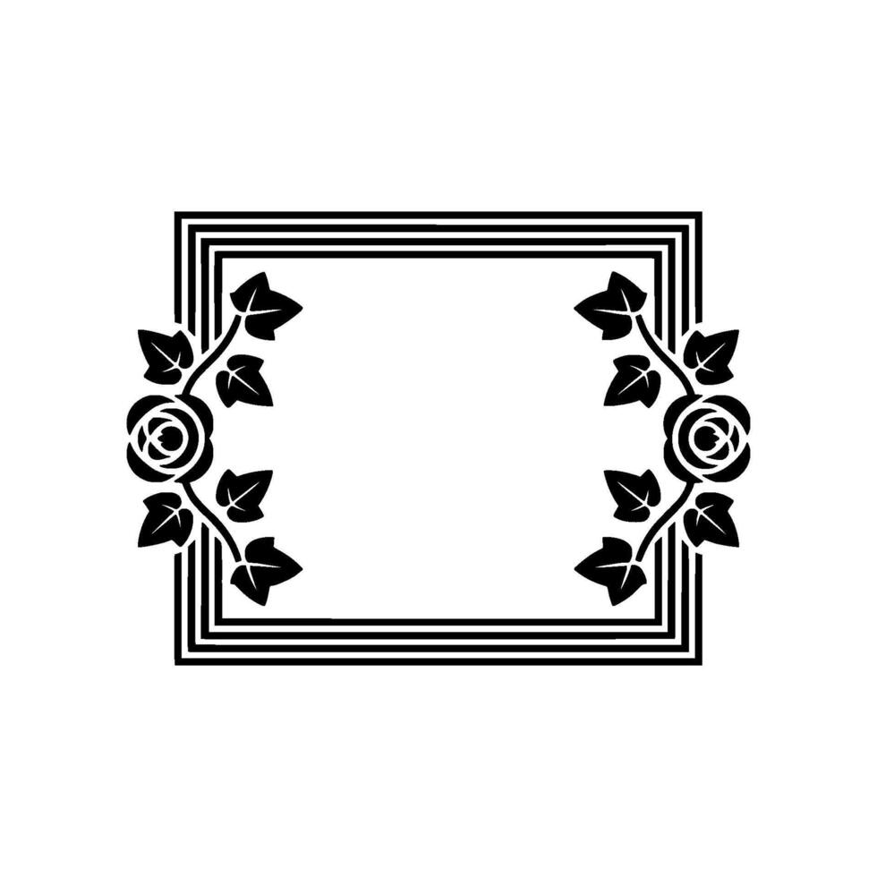 Elegant Black Floral Frame, Blank Center for. vector