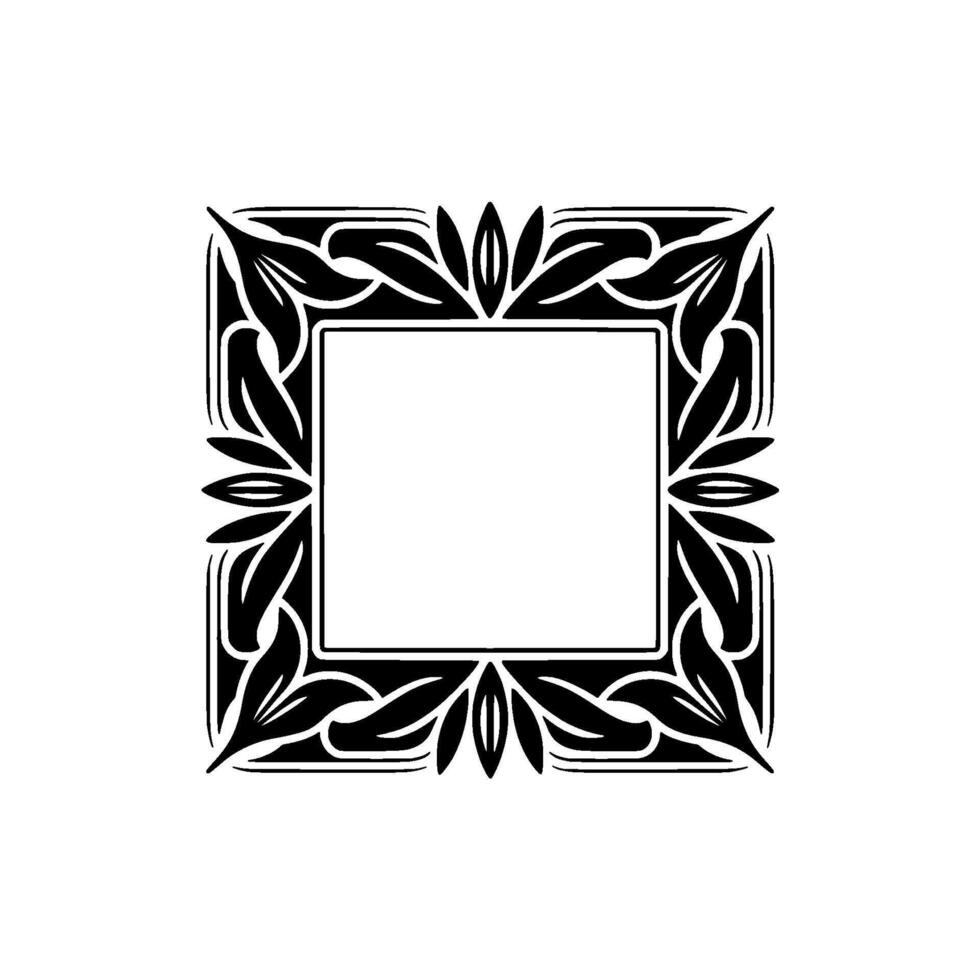 Elegant Floral Frame Silhouette on White Background. vector