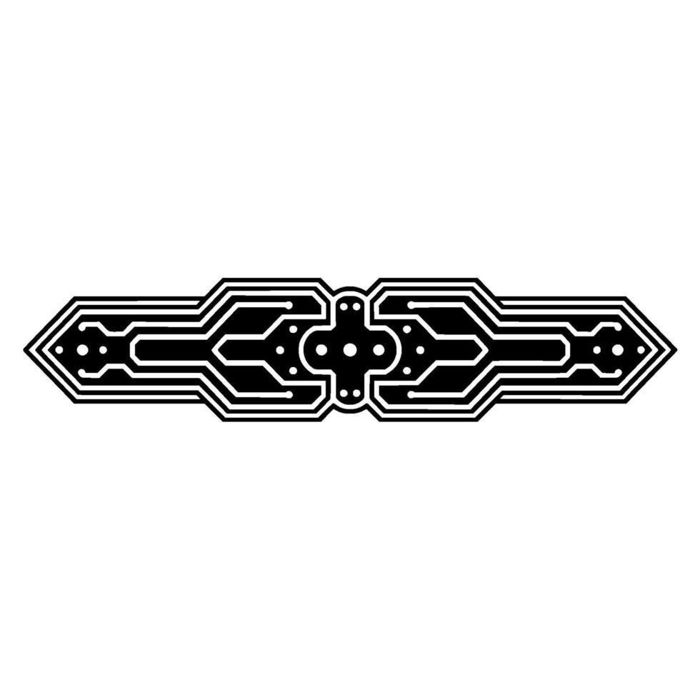 Abstract Tech Circuit , Black White Ornament. vector