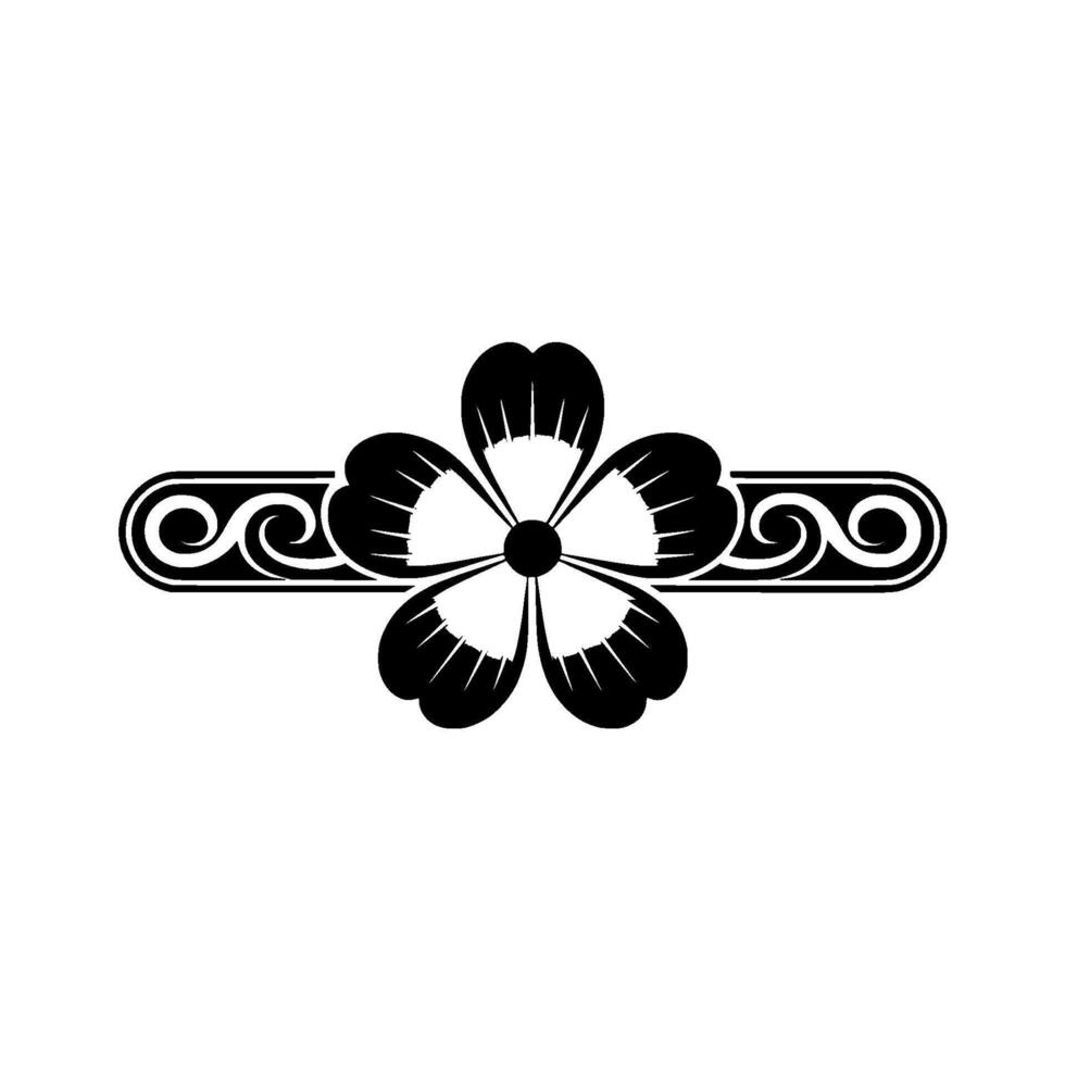 Elegant Black Gold Floral Element on White. vector