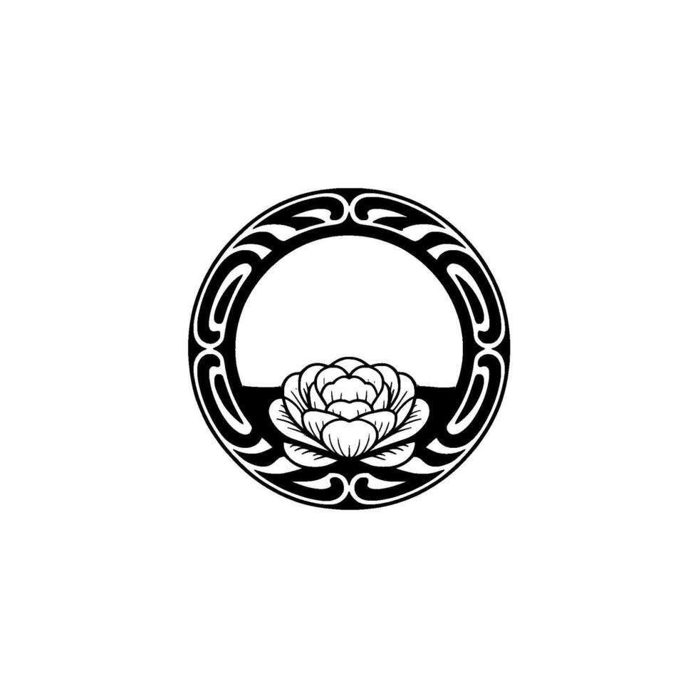 Elegant Floral Mandala Black and White Decorative. vector