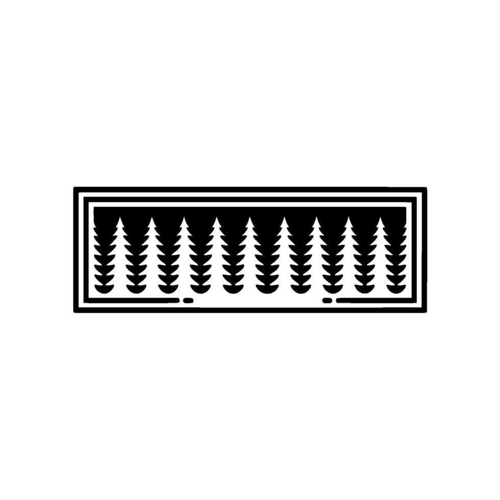 Minimalist Forest Black and White of Evergreen Trees in a Frame. vector