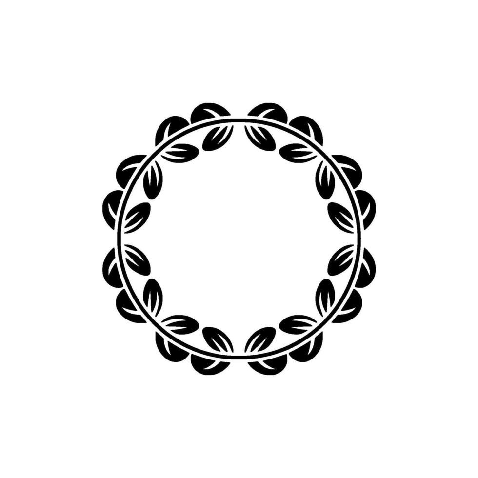 Minimalist Black Leaf Wreath on White Background. vector
