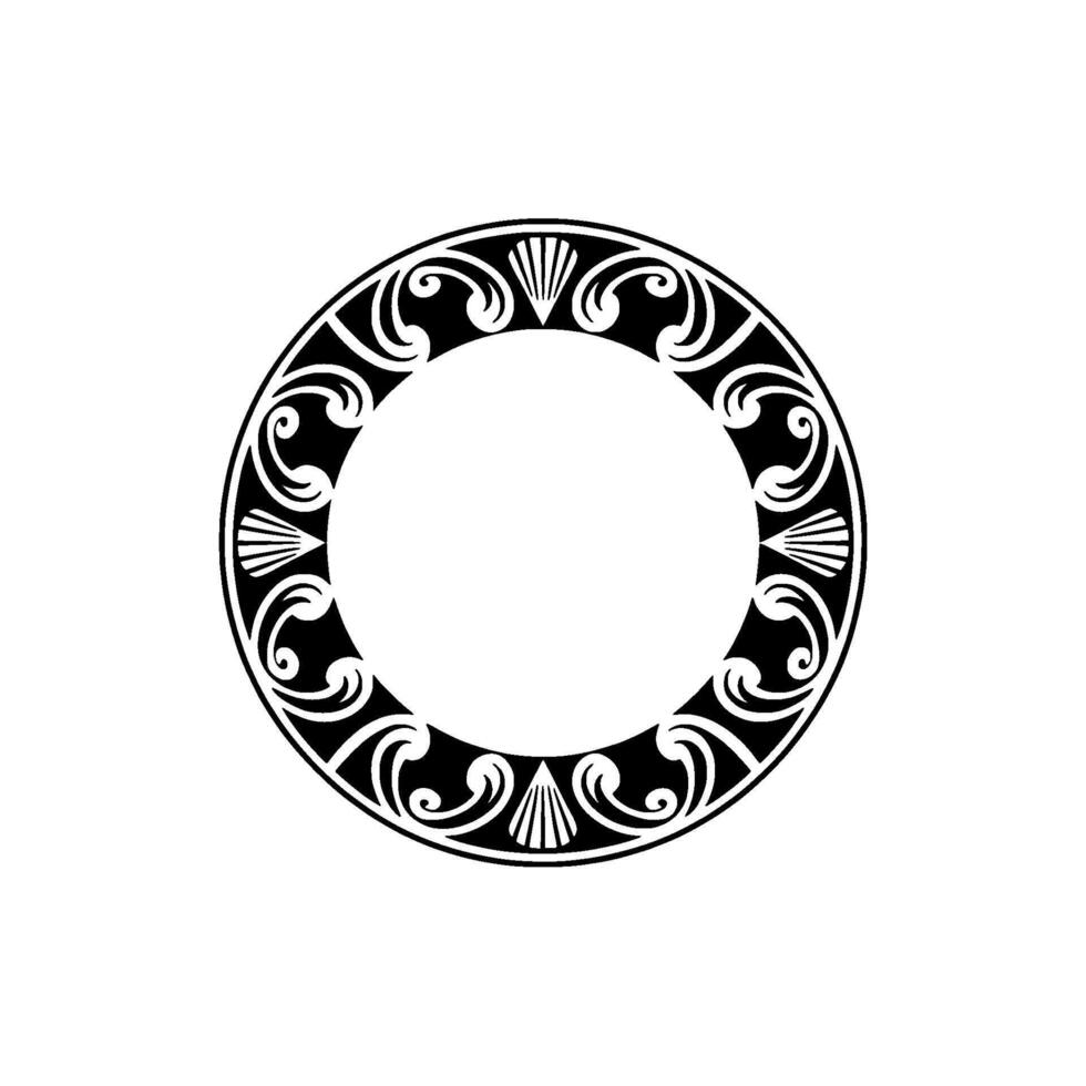 Elegant Circular Ornament, Black White. vector