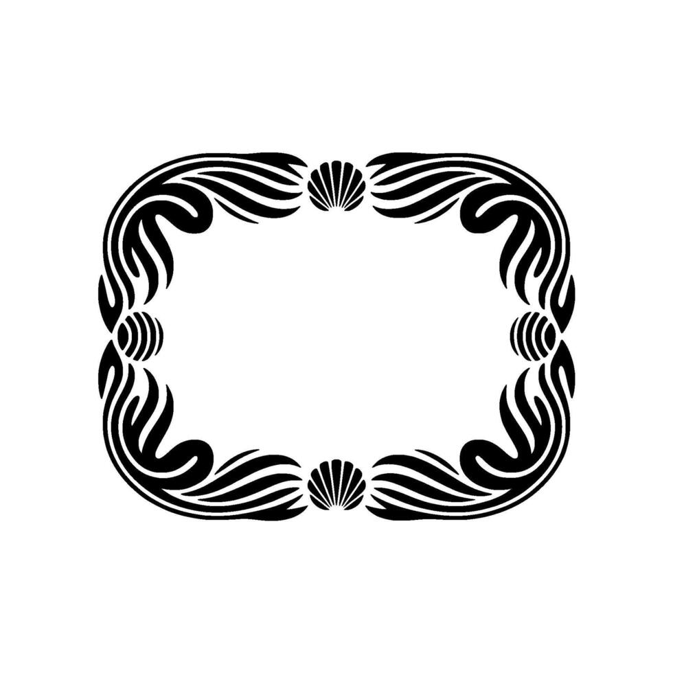 Elegant Art Nouveau Frame with Shells and Swirls, Illustration. vector
