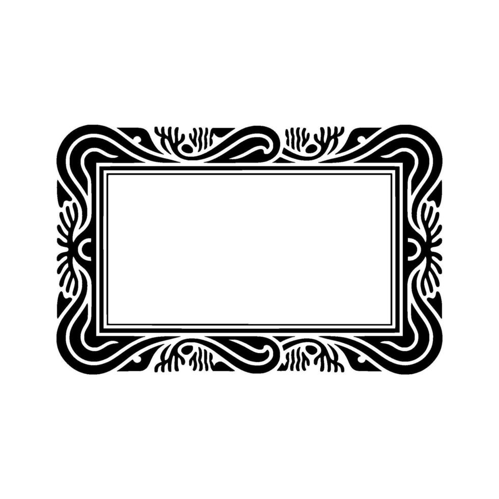 Decorative Black and White Frame - Art Nouveau Style, Isolated. vector