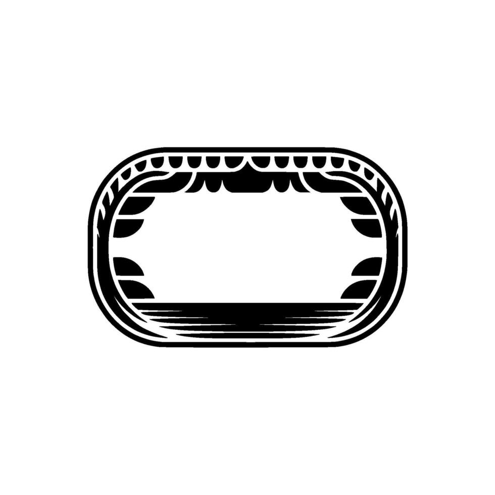 Ornate Black Oval Frame, Decorative Border, Minimalist. vector