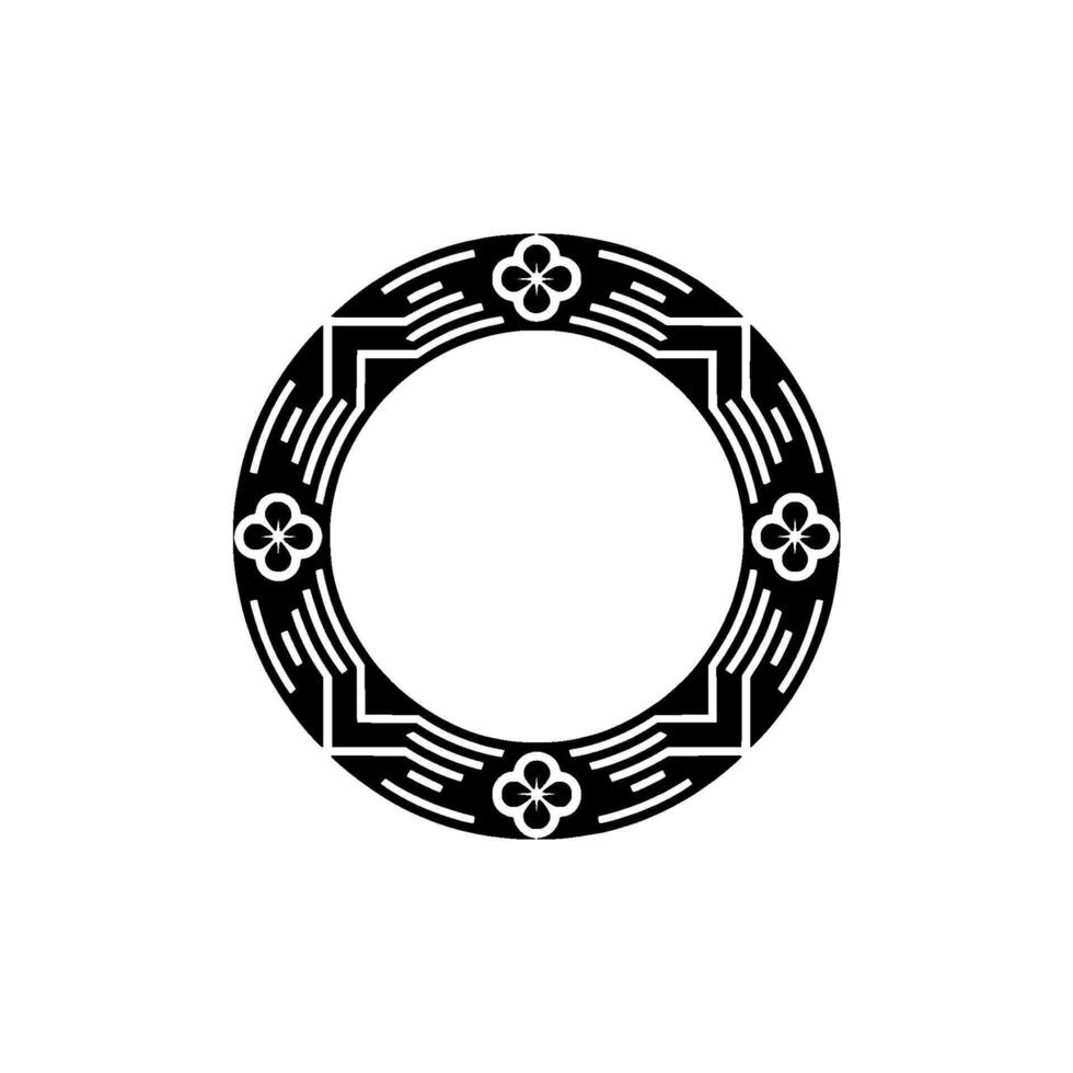 Black and White Ornamental Circle Frame - Elegant, Minimalist. vector