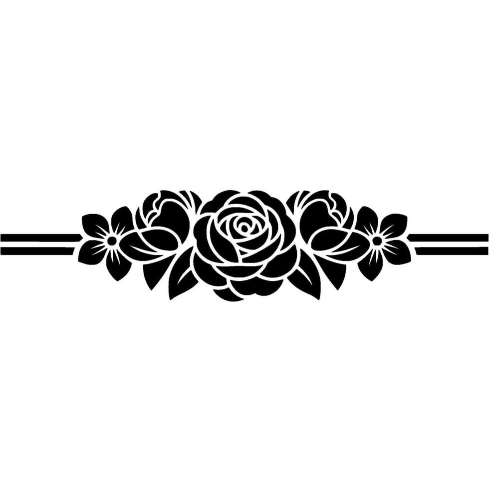 Minimalist Black Floral Border on White. vector