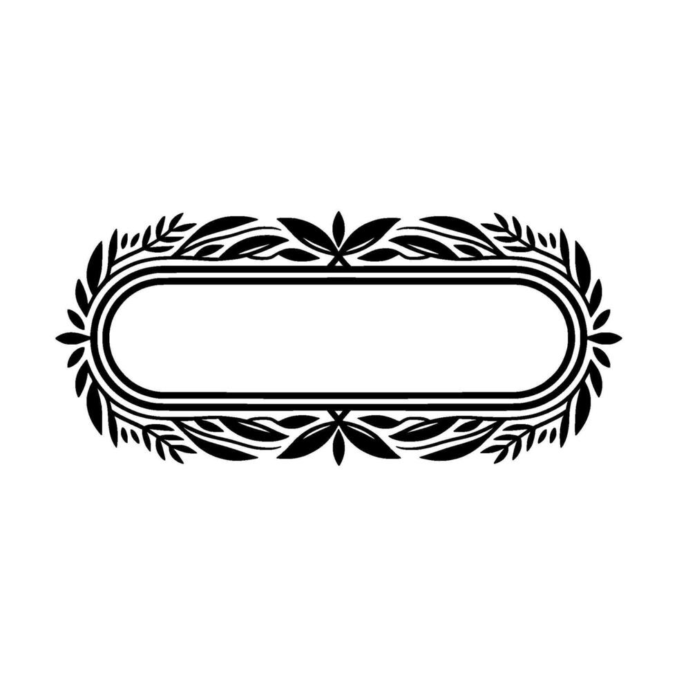 Elegant Black White Floral Frame Minimalist Element. vector