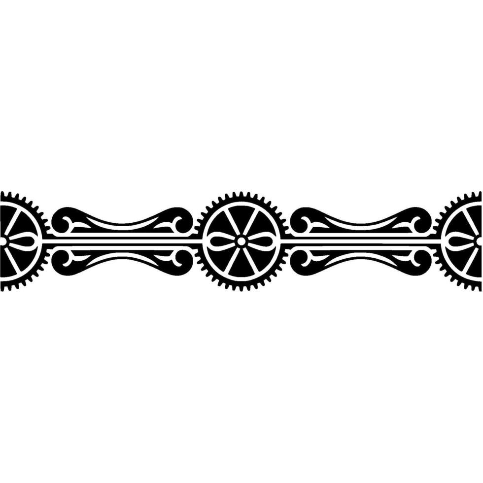 Elegant Gear Border, Black White Steampunk Element. vector