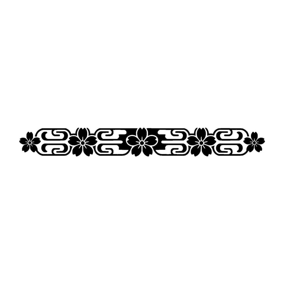 Ornamental Floral Border Japanese-Inspired Black. vector