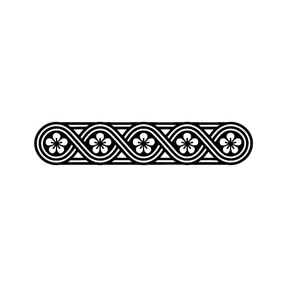 Celtic Knotwork Floral Border on White, Art. vector
