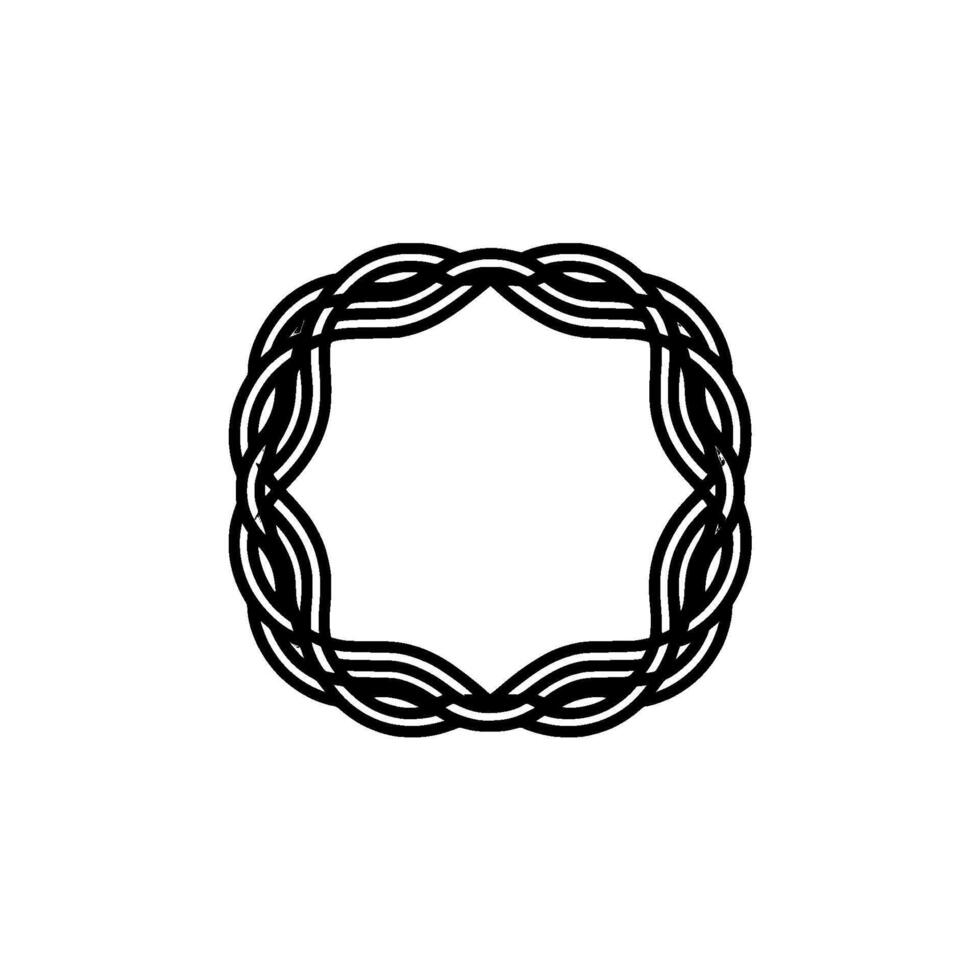 Abstract Braided Circle Frame on White Background. vector
