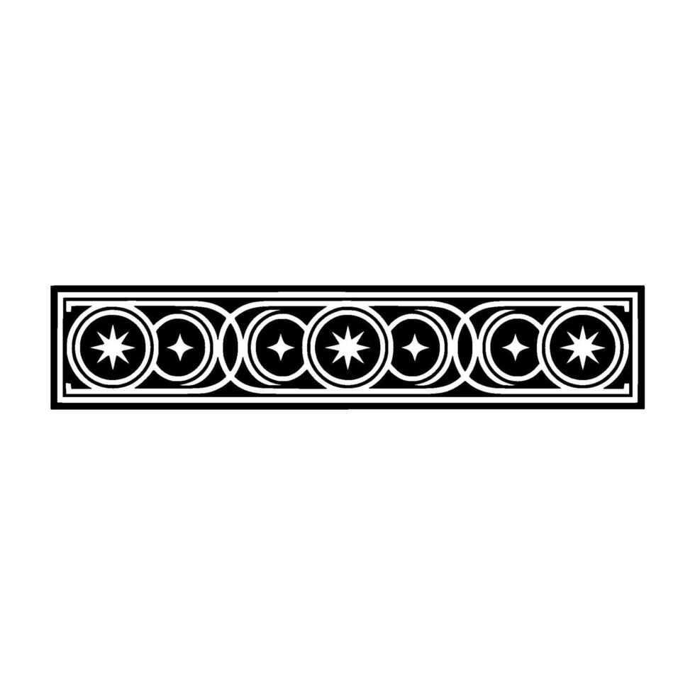 Geometric Star and Circle Border - Black and White. vector