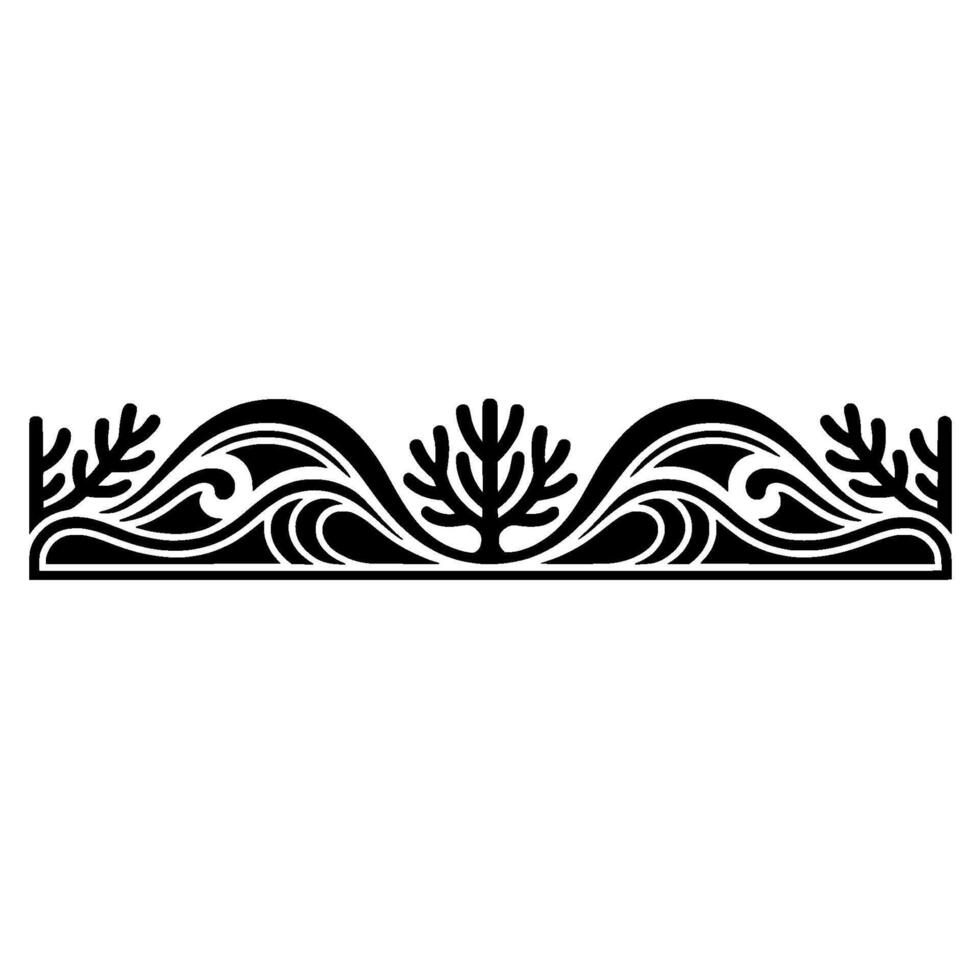 Minimalist Ocean Wave and Coral Ornament. vector
