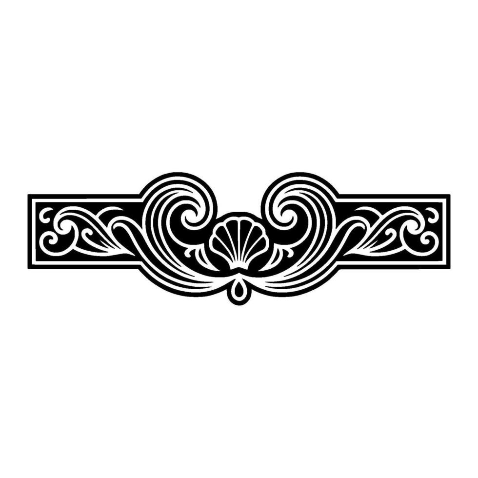 Ornamental Art Deco with Seashells, Swirls, and Black White Elegance. vector