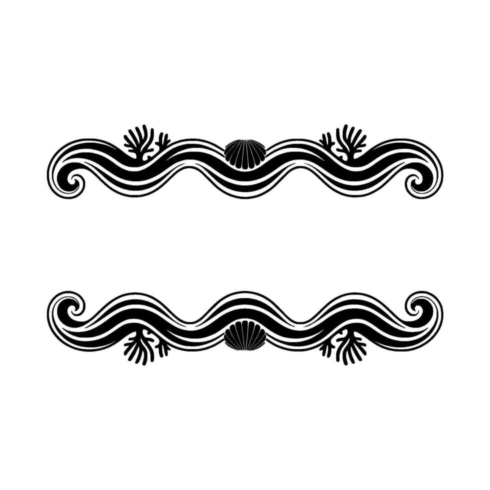Elegant Nautical Border Elements Seashell Coral. vector