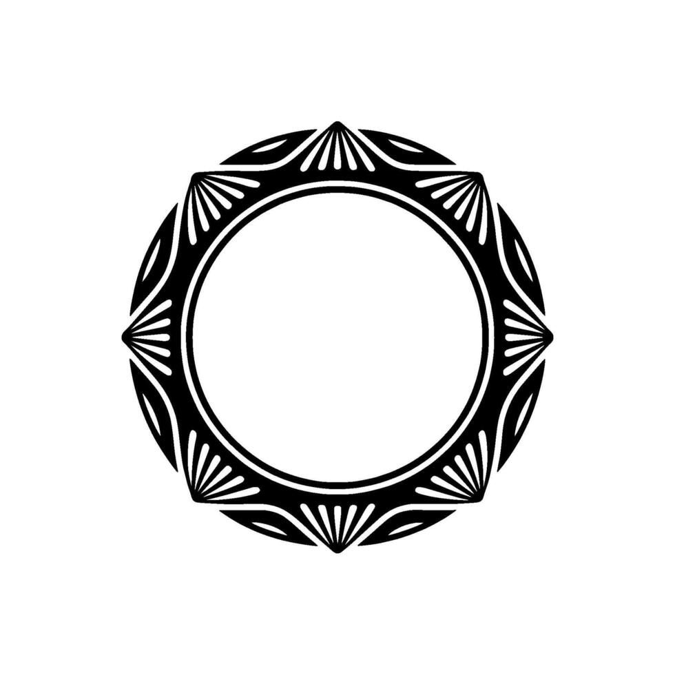 Elegant Black Decorative Circular Frame on White Background. vector