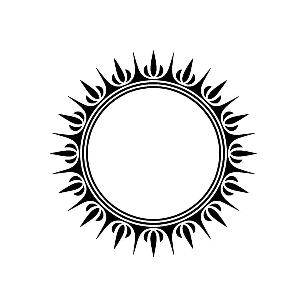 Ornamental Sunburst Frame, Black Decorative Circle, Minimalist. vector