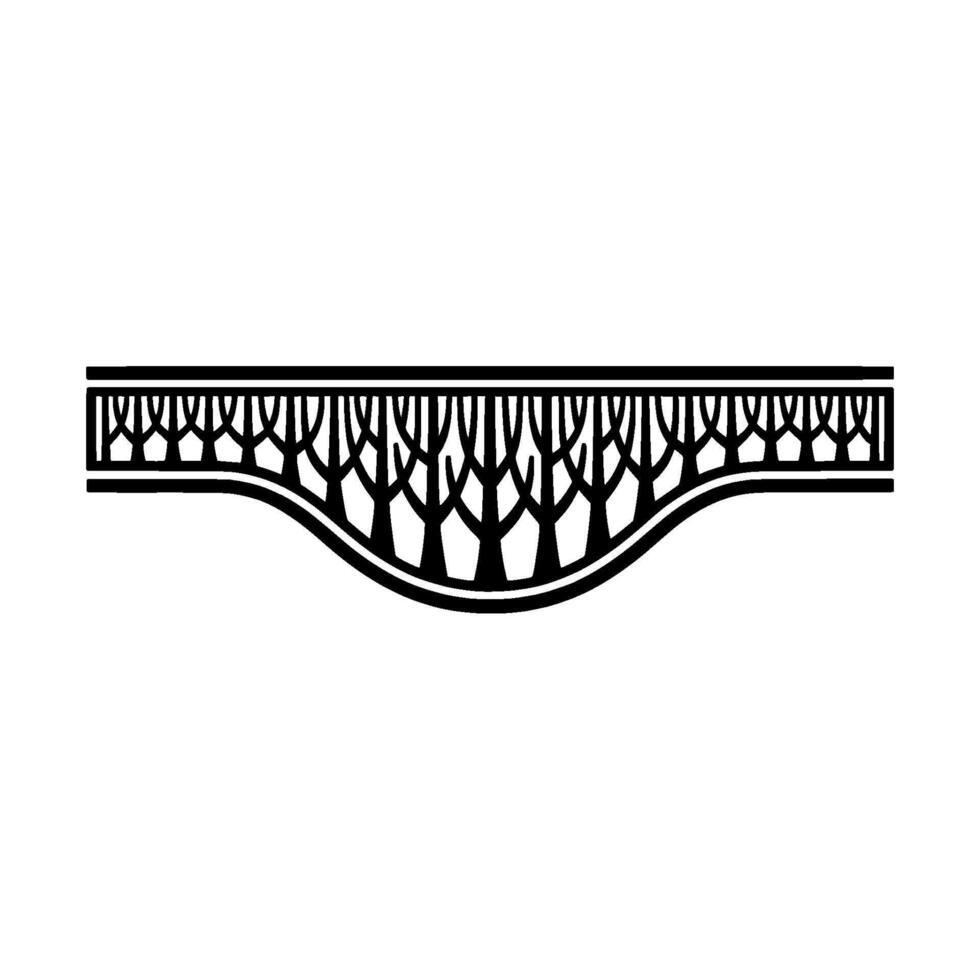 Minimalist Bridge Silhouette with Tree Silhouette Element. vector