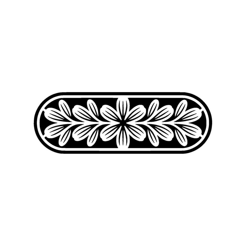 Elegant Floral Frame Black and White Decorative Element. vector