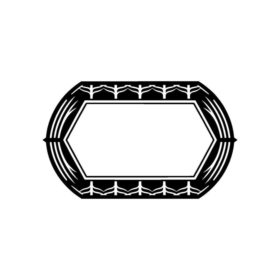 Elegant Black and White Decorative Oval Frame Illustration. vector