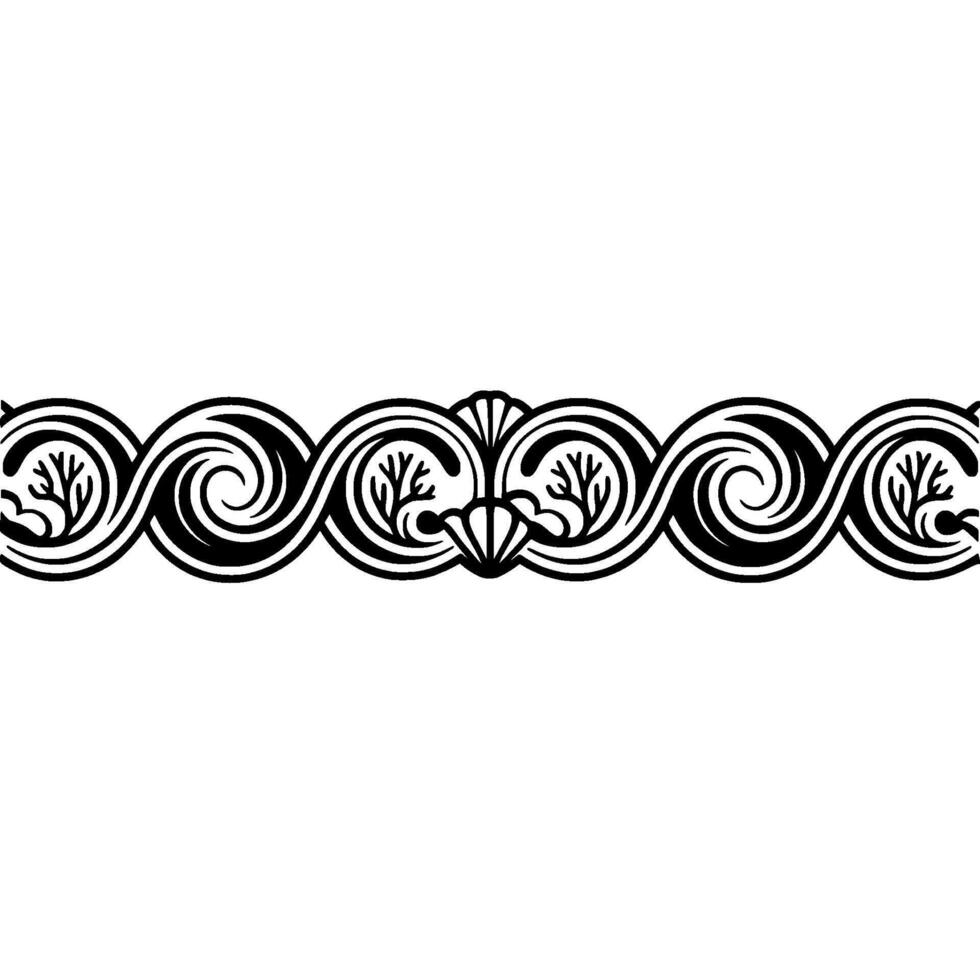 Elegant Black and White Coastal Ornament Pattern. vector